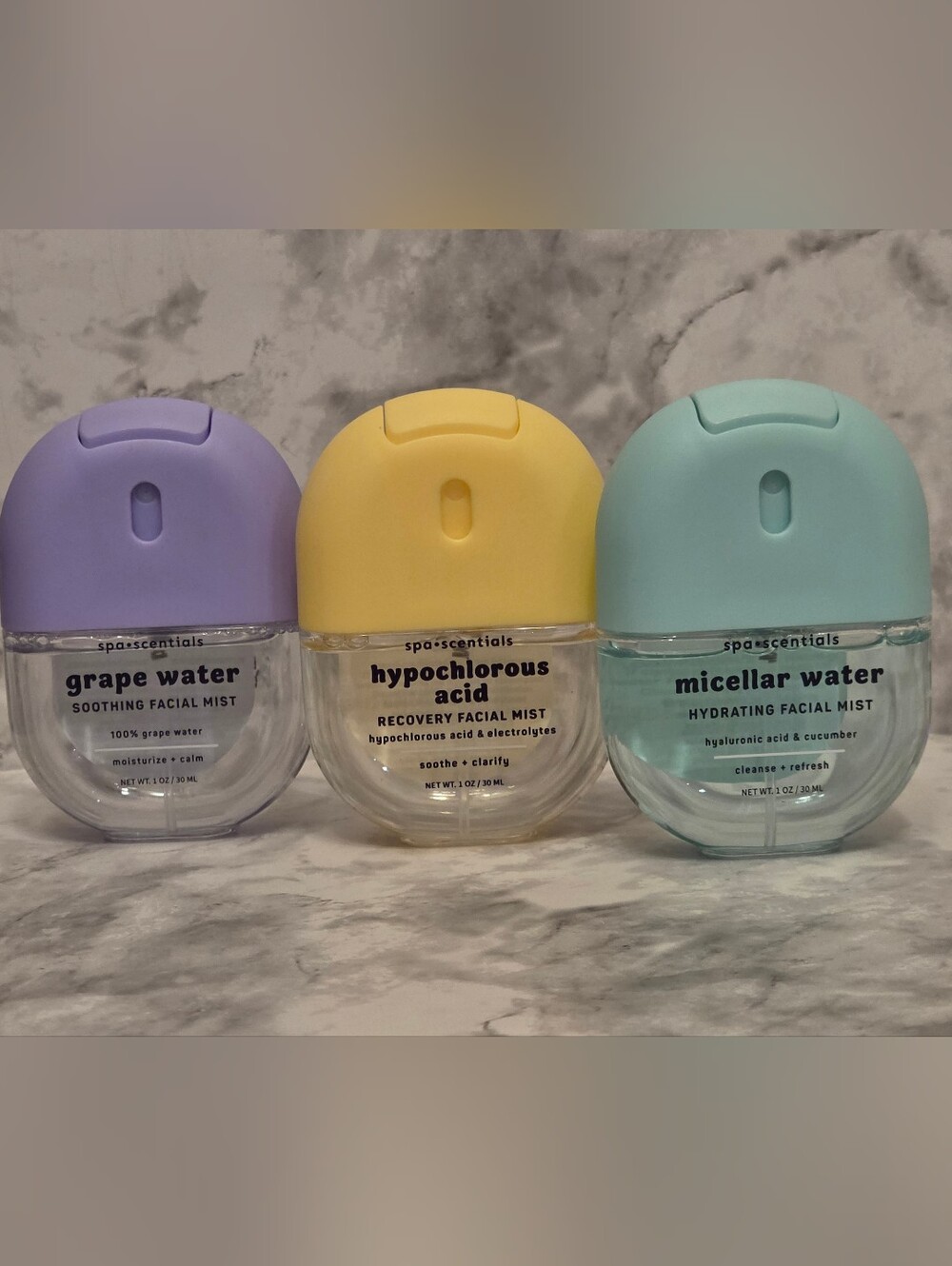 Grape Water, Hypochlorous Acid & Micellar Water Facial Mist Set - Purple